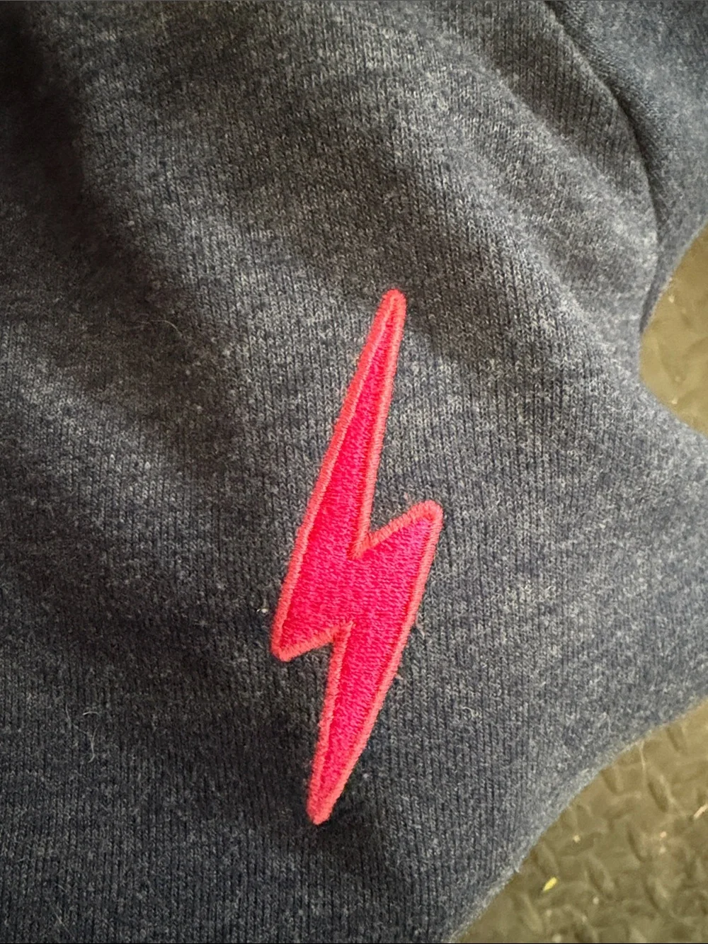 Aviator Nation Navy Sweatshirt with Neon Pink & Orange Stripe Accents - Picture 4 of 4